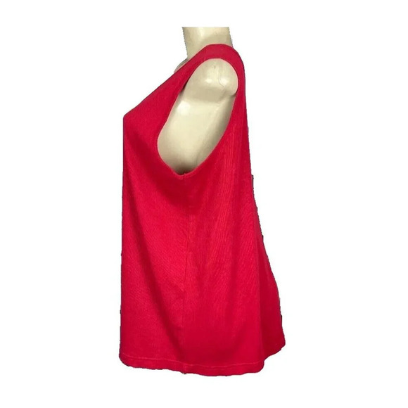 Woman Within Plus 22/24 Solid Red Scoop Neckline Ribbed Cotton Tank Top - Picture 5 of 6